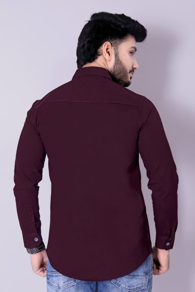 Flaxshion Mens Maroon Cargo Shirt    Full Sleeve Cotton Shirt with Flap Pockets Cargo Shirts