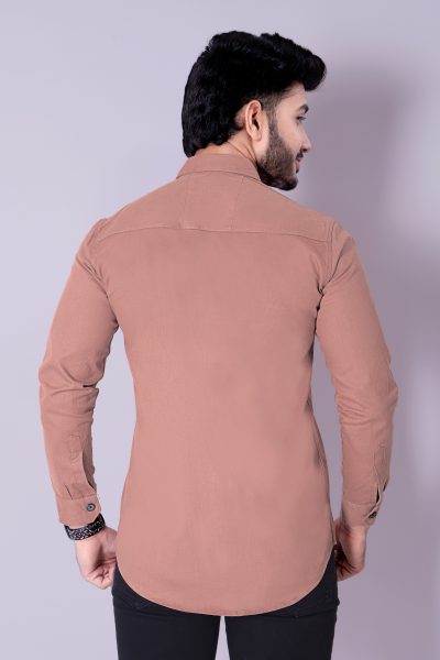 Flaxshion Mens Peach Cargo Shirt    Full Sleeve Cotton Shirt with Flap Pockets Cargo Shirts