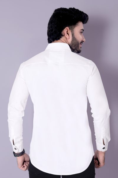 Flaxshion Mens White Cargo Shirt    Full Sleeve Cotton Shirt with Flap Pockets Cargo Shirts